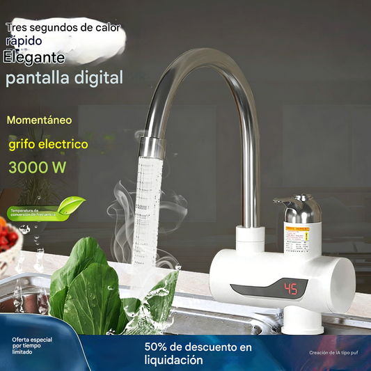 ⚡🚰Grifo doméstico de agua caliente instantánea | Pantalla digital de temperatura | Agua caliente y fría disponible | Calienta en 3 segundos, sin instalación necesaria