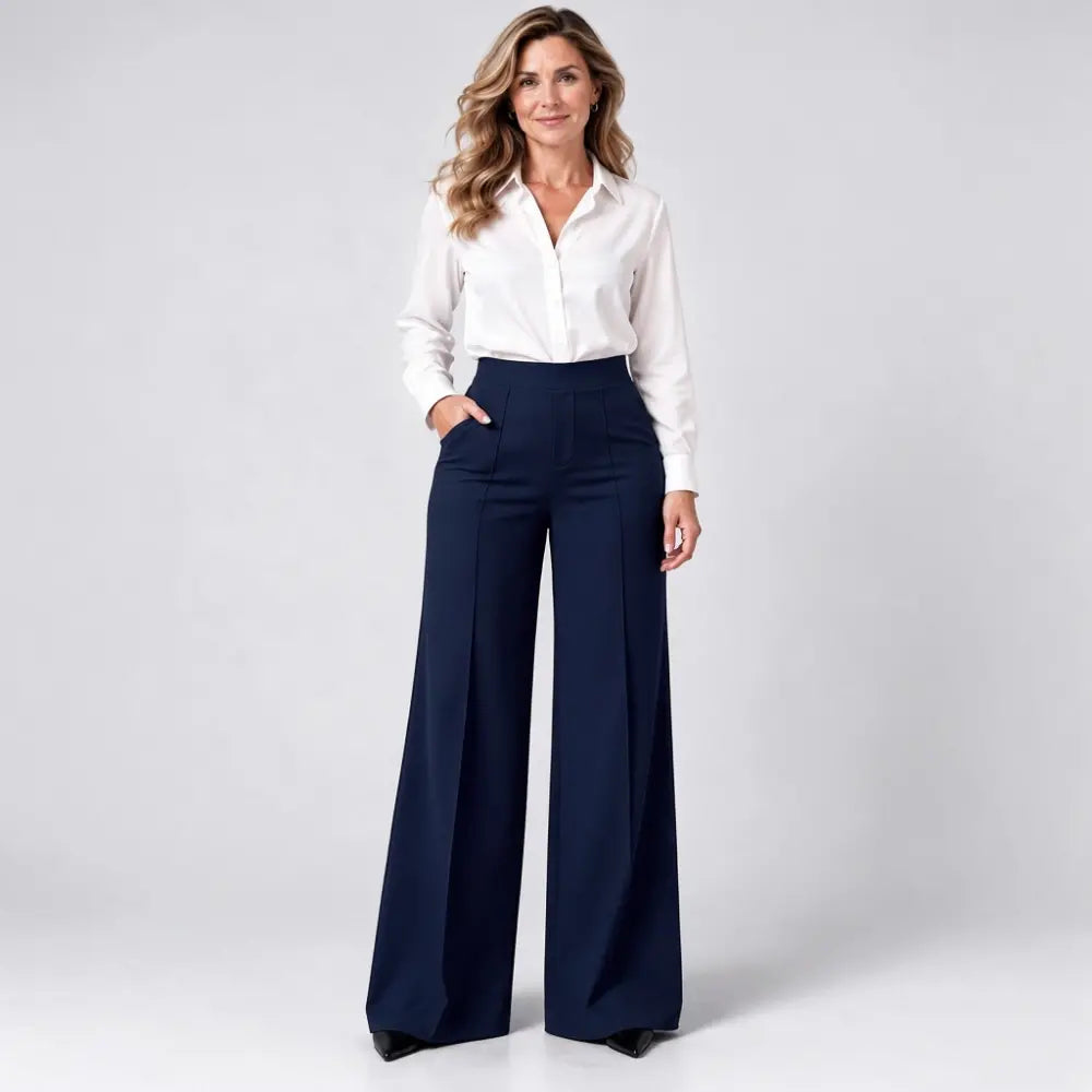【L-5XL】Pantalones de mujer de tiro alto y pernera ancha – para otoño e invierno, corte holgado, efecto estilizador, lisos, versátiles