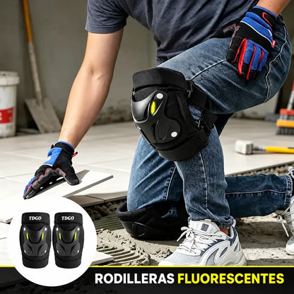 Rodilleras protectoras fluorescentes aptas para todas las estaciones, 🚴‍♂️🛠️ ideales para ciclismo y trabajos de mantenimiento.