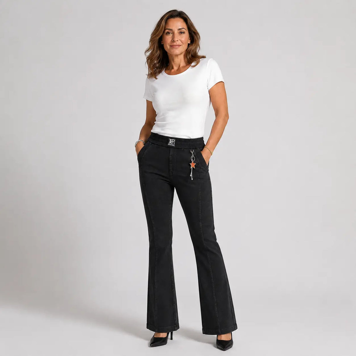 🔥👖【M-4XL】Vaqueros elásticos de tiro alto para mujer: elegantes e informales