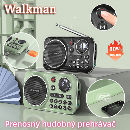 🎁【Časovo obmedzená ponuka】Prenosný hudobný prehrávač Bluetooth rádia, môže vložiť kartu a USB flash disk