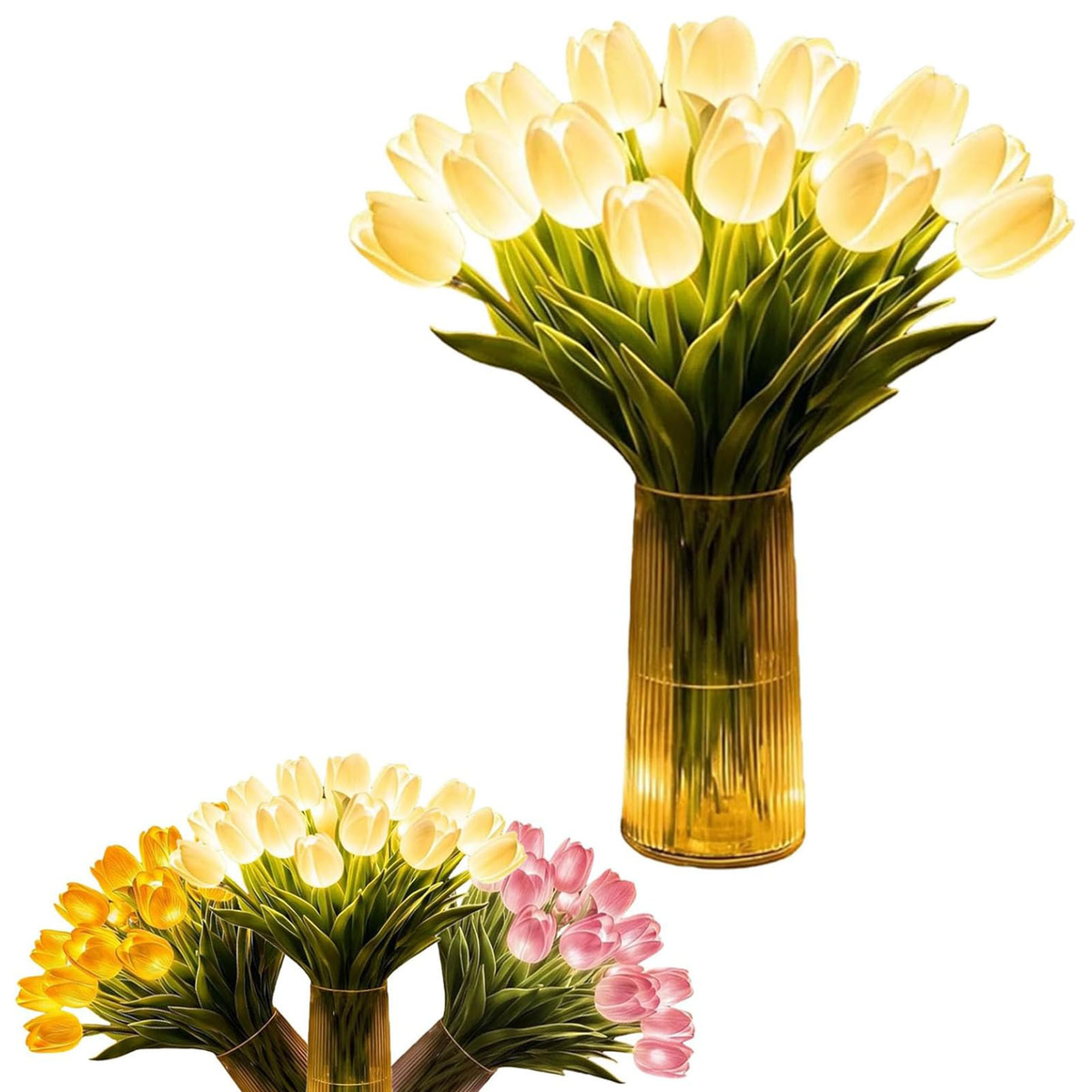 🌷🌷Un ramo de 15 tulipanes como luz nocturna