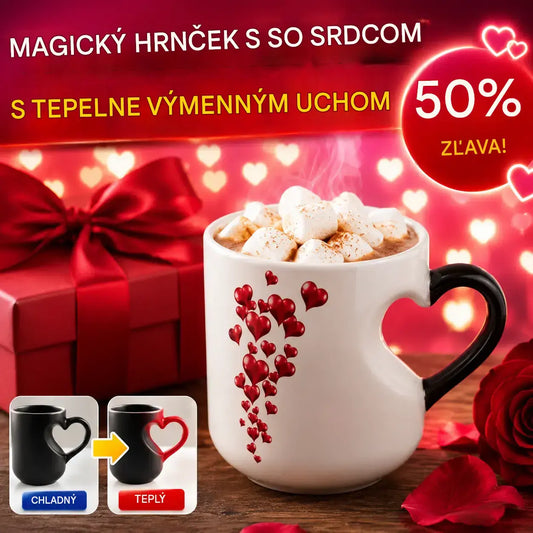 ☕Romantický keramický hrnček v tvare srdca (s rúčkou, ktorá mení farbu)💝✨