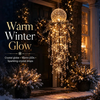 🔥 50% DE DESCUENTO HOY 🎅 Copo de nieve colgante navideño y luz LED de cristal | Brillo mágico para el porche ✨