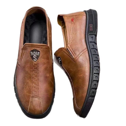 👞【39-44】Nuevos zapatos de conducir de suela blanda para hombre, ideales para otoño/invierno. Zapatos de vestir de piel sin cordones.