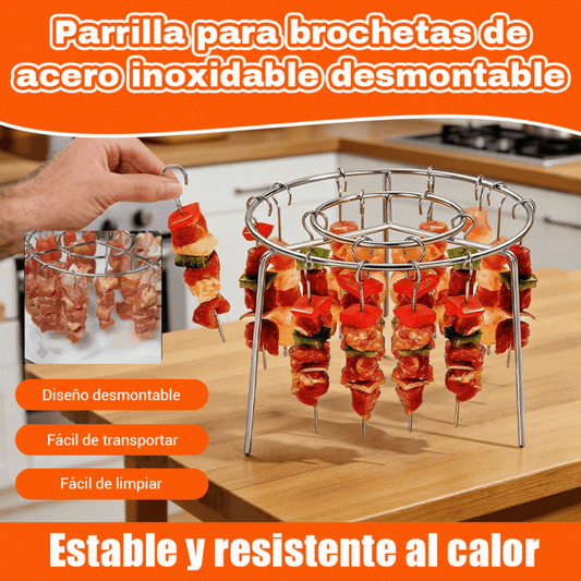 🍢🔥 Parrilla desmontable para brochetas, barbacoa colgante circular de acero inoxidable 🍖✨