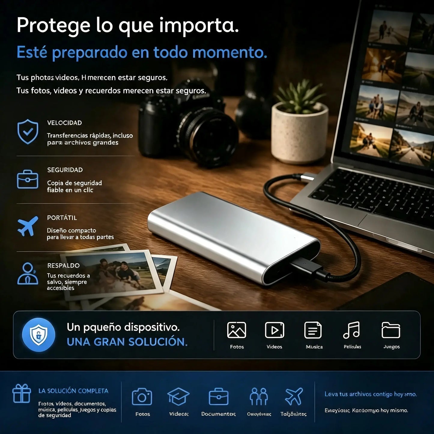 Último día de 50% de descuento: SSD externo portátil: protege tus fotos, vídeos y archivos importantes.