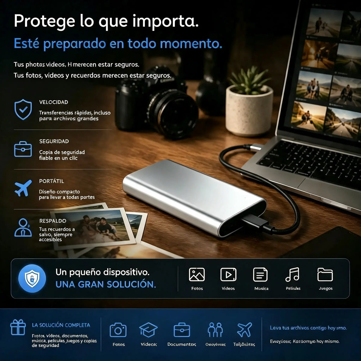 Último día de 50% de descuento: SSD externo portátil: protege tus fotos, vídeos y archivos importantes.
