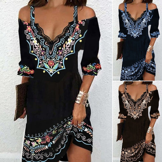 👗🌸【S-5XL】Nuevo vestido con hombros al aire para primavera y verano 2026