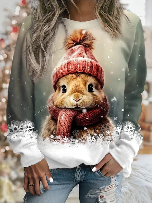 【Evento por tiempo limitado】🐇Lindo suéter de conejito con cuello redondo para mujer