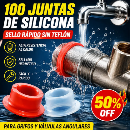 💧100 piezas—— €24💧 Anillo de Silicona Sin Cinta para Grifos – ¡Sellado Fácil y Sin Goteos!