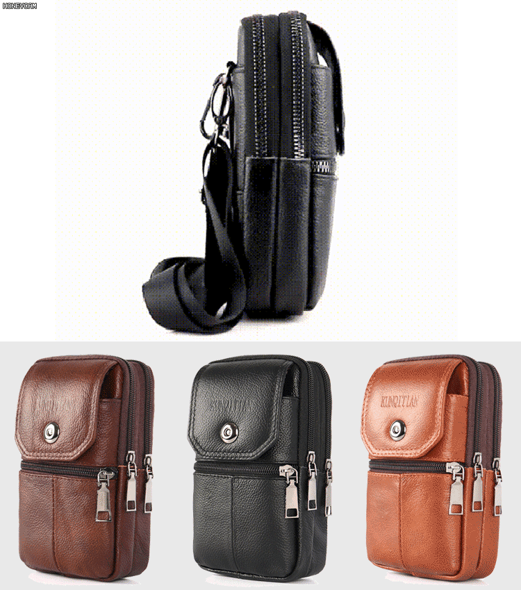 🔥【50% de descuento】Riñonera de cuero genuino para hombre con diseño mixto (bandolera/bolso de hombro)