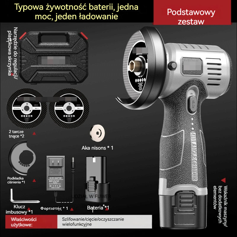 🔥【Oferta ograniczona czasowo】🧰 Mini szlifierka kątowa 12V (z tarczą tnącą)