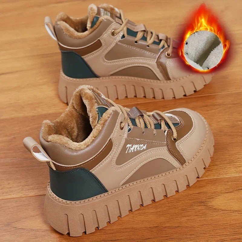 【35-40】2025 Topánky z pravej kože s mäkkou podrážkou, zamatové, s hrubou podrážkou