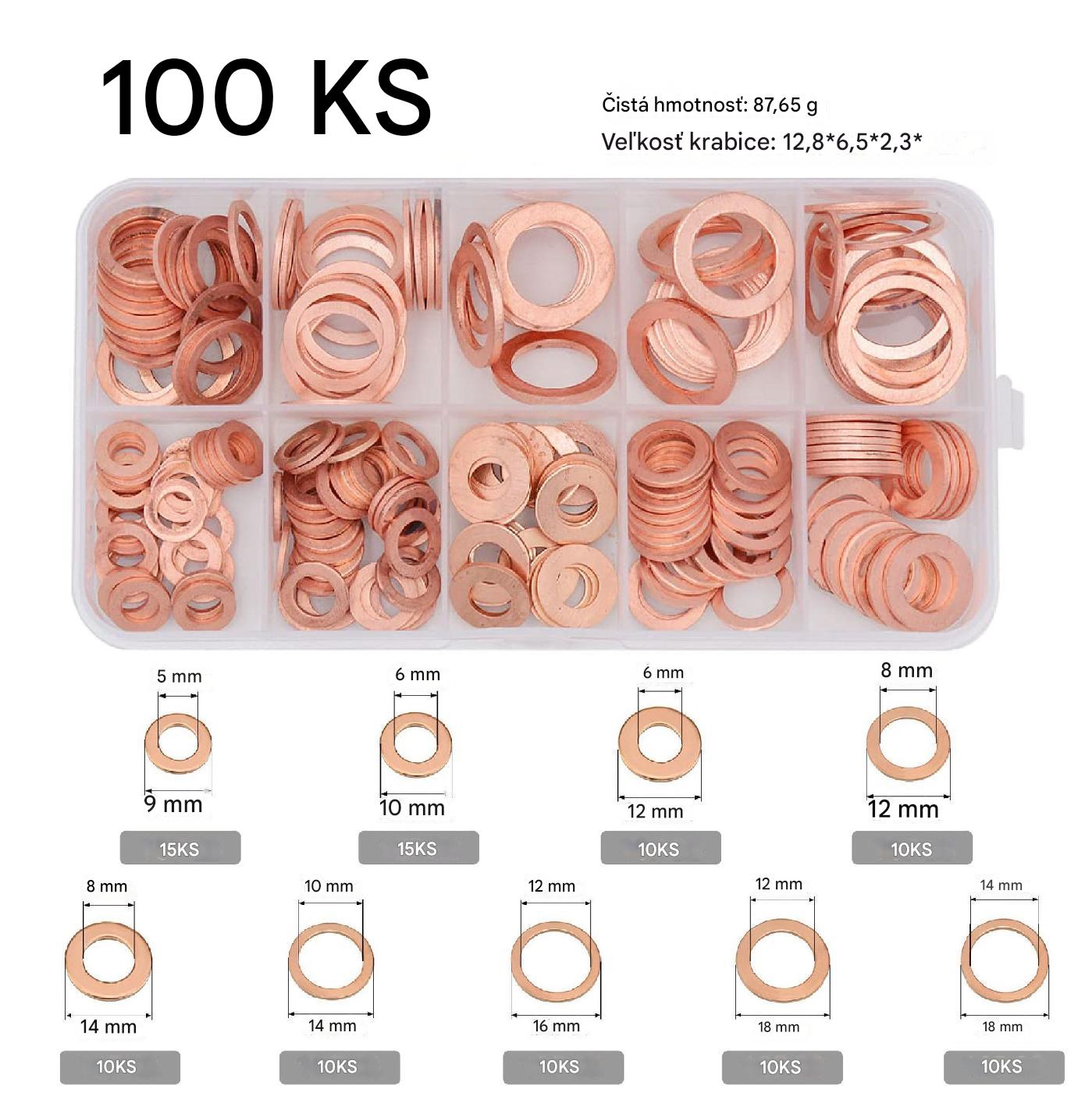 🔥📌【100 ks.】Krabica fialových medených podložiek / O-krúžkov s olejovými zátkami 3875793