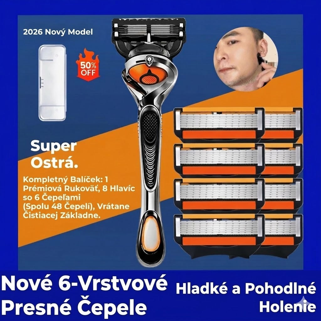 Sada náhradných hlavíc na holiaci strojček pre mužov + stojan – ultra ostré čepele z nehrdzavejúcej ocele pre hladké oholenie 🪒✨