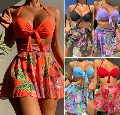 🏊‍👙【Nový horúci výpredaj】🌴Letné nové módne sexy šifónové trojdielne bikiny s potlačou, pohodlné a priedušné