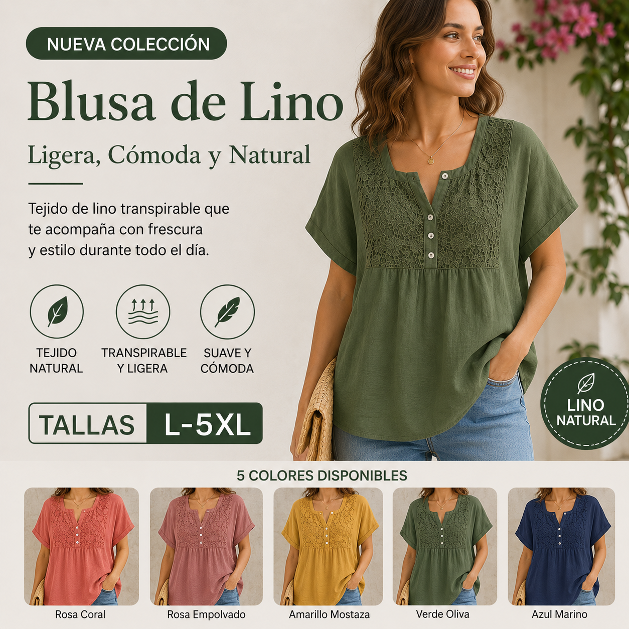 🌸✨ [L-5XL] Nueva camiseta de manga corta con ribete de encaje - Cuello en V 👚💖
