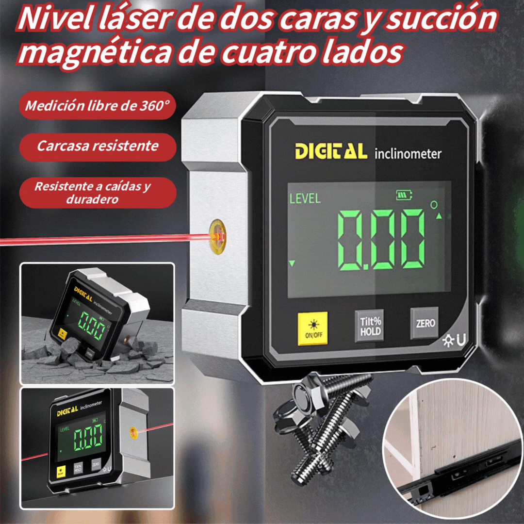 Nivel láser de dos caras y succión magnética de cuatro lados