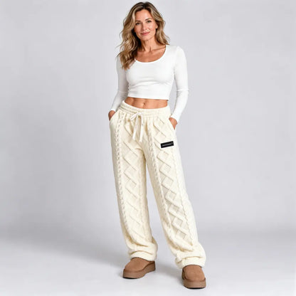 🔥【XS-2XL】Pantalones casuales gruesos y cálidos de otoño/invierno con forro polar, tela jacquard