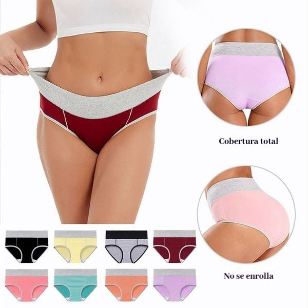 ✨Bragas de Talle Alto 🛡️ Antibacterianas y Absorbentes - Algodón Puro (5 Pares Colección 2025)