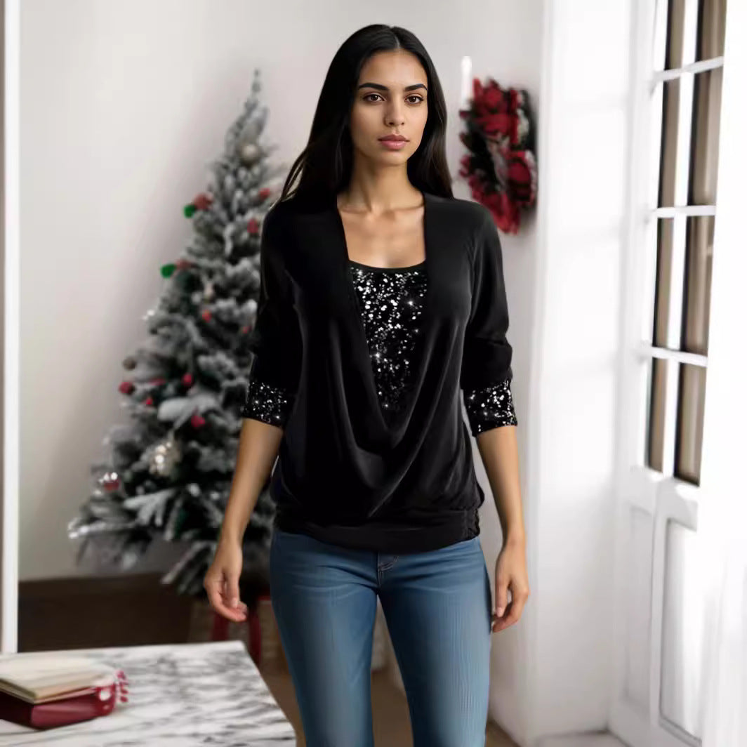 ✨🎁【S-3XL】Nowość 2026 Elegancka bluzka damska z długim rękawem, modna, błyszcząca, wysokiej jakości