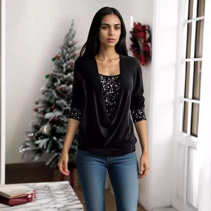 ✨🎁【S-3XL】Nowość 2026 Elegancka bluzka damska z długim rękawem, modna, błyszcząca, wysokiej jakości