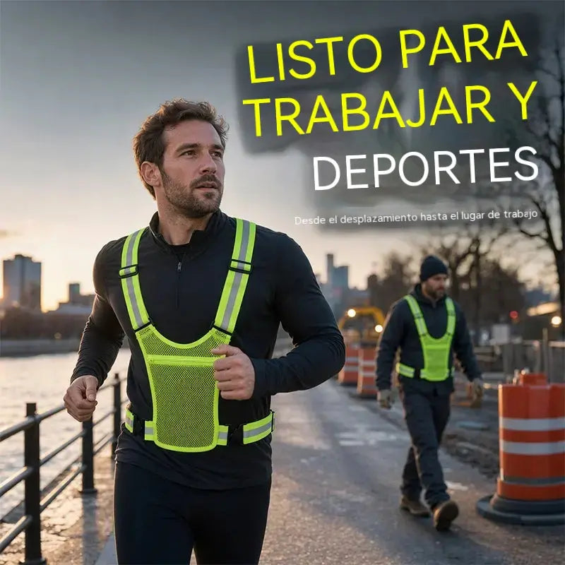 Compra uno y llévate otro gratis🔥【2 piezas】Chaleco reflectante de alta visibilidad, ajustable, con bolsillos, equipamiento seguro para correr.