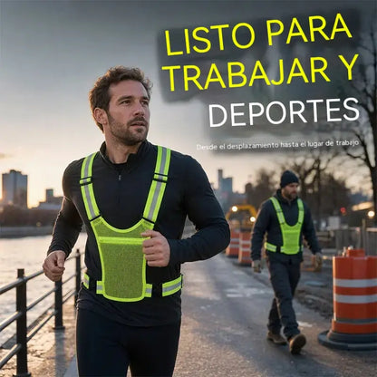 Compra uno y llévate otro gratis🔥【2 piezas】Chaleco reflectante de alta visibilidad, ajustable, con bolsillos, equipamiento seguro para correr.