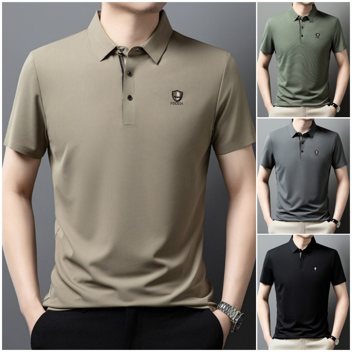 👔【M-4XL】Verano 2026 Nuevo polo casual con solapa de media manga de seda helada