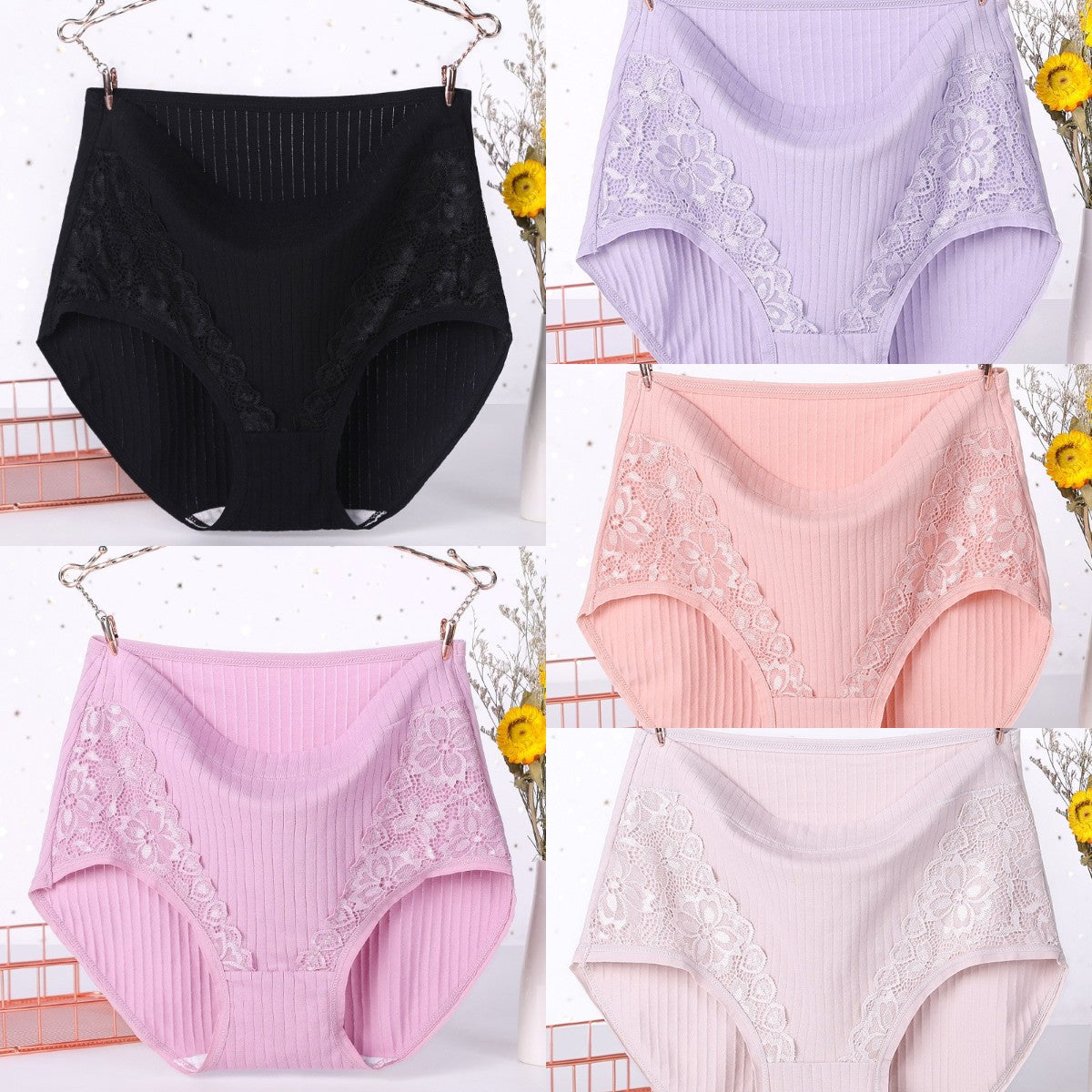[Oferta por tiempo limitado: paquete de 5] Ropa interior de algodón puro de talle alto y tallas grandes para mujeres maduras