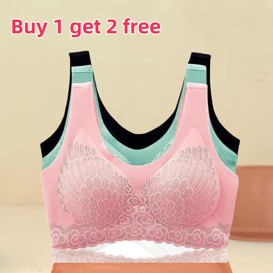 🔥【Set de 3】Sutien superb din dantelă fără cusături, fără armătură, din mătase glacială 