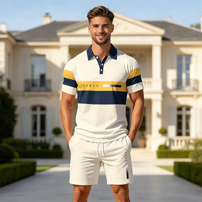 ✨Colección Verano 2026✨ Conjunto de polo y pantalón corto para hombre 🏝️ ¡Estampado digital 3D moderno