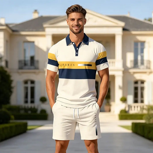 ✨Colección Verano 2026✨ Conjunto de polo y pantalón corto para hombre 🏝️ ¡Estampado digital 3D moderno