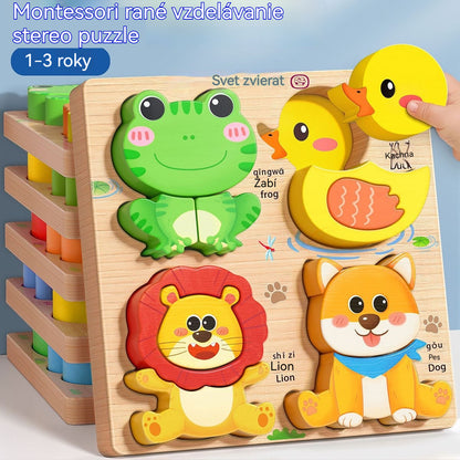 👧🏻🧩Puzzle 3D drewniane Montessori do wczesnej edukacji