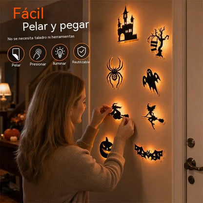 【Set de 8/16 piezas】🎃🎃Pegatinas de pared de Halloween que brillan en la oscuridad