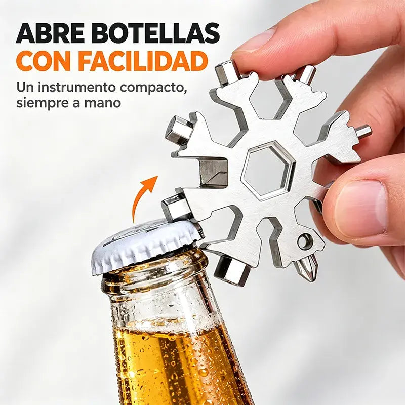 【4 piezas 27€】❄️Llave multiherramienta portátil Viral 18 en 1 con diseño de copo de nieve, fabricada en acero inoxidable.