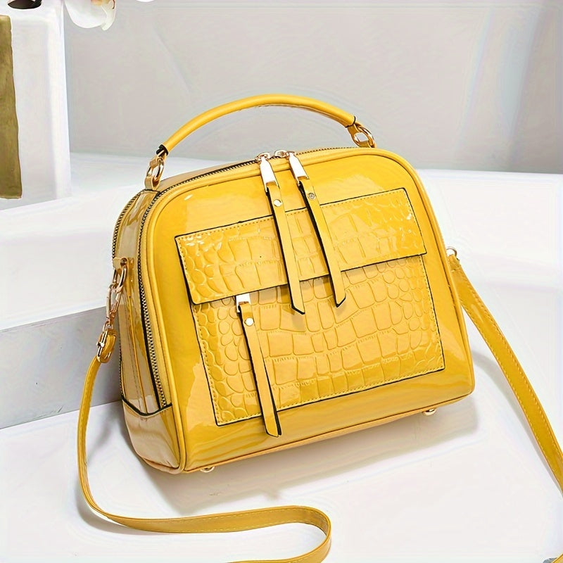 【50%OFF】Priamy predaj z továrne, lesklá crossbody kabelka z lakovanej kože
