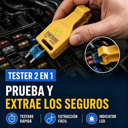 ⚡ Probador de fusibles y alicates 2 en 1 para coche (compatible con 12V/24V / indicador LED verde / espaciado ajustable / alicates extractores / para coche, camión y barco). 🚗✨
