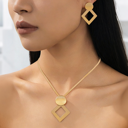 💎 Conjunto de collar y pendientes moderno y elegante ✨ Elegante y clásico, ideal para el día a día y fiestas