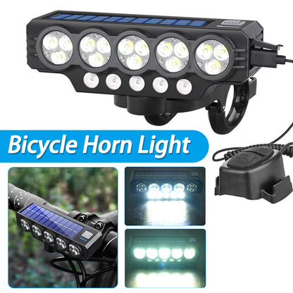 🚨💡 Solárny svetlomet na bicykel s USB nabíjaním a reproduktorom pre dlhotrvajúcu nočnú jazdu.