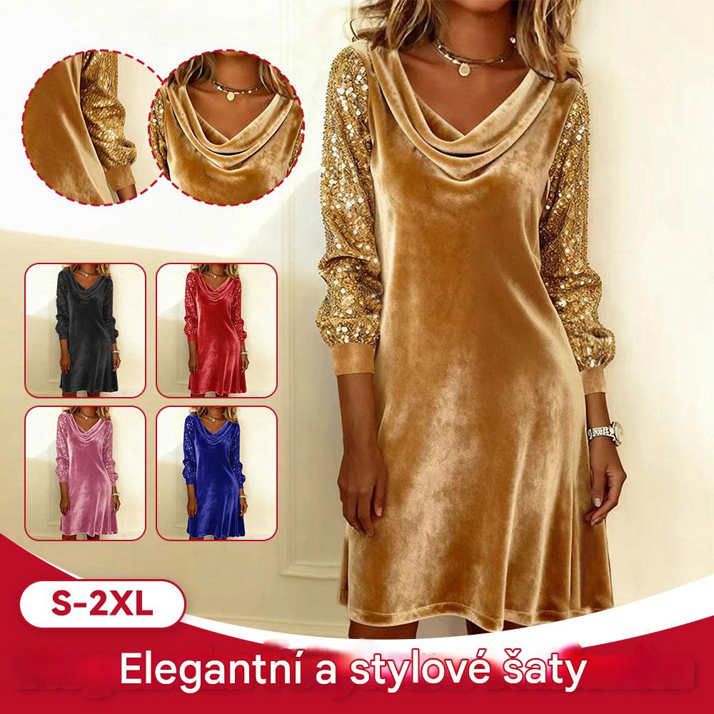 🔥 NOVINKA 2026 | Dámske zamatové šaty s okvetnými lístkami, s dlhým rukávom | Sexi a elegantné