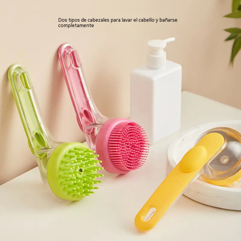 【Compra 1 y llévate 1 gratis：2 piezas】⏰Cepillo de baño para mascotas con mango largo y dispensador de champú