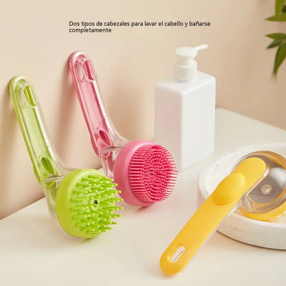 【Compra 1 y llévate 1 gratis：2 piezas】⏰Cepillo de baño para mascotas con mango largo y dispensador de champú