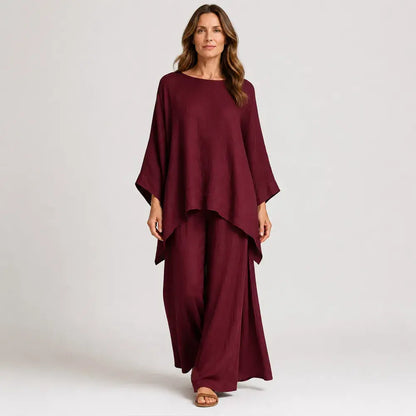 【S-3XL】🌸✨Oferta por tiempo limitado - Conjunto de mujer de camisa holgada básica y pantalón de lino