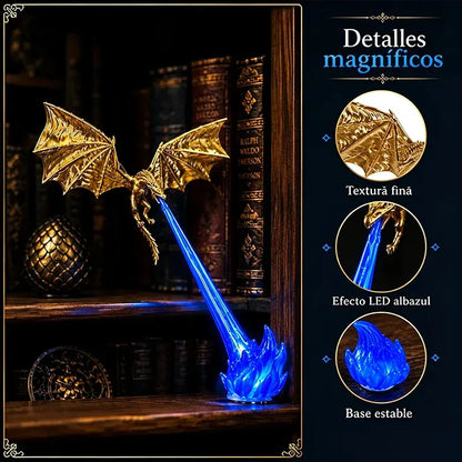 🐉🔥 Lámpara LED de dragón 3D que escupe fuego | Decoración brillante de fantasía para estantería