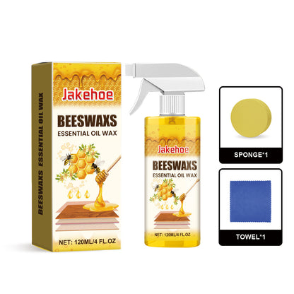 Spray de pulido de madera con cera de abejas 120ML (incluye esponja + toalla) para el cuidado de los muebles, la prevención de grietas y la protección del color.