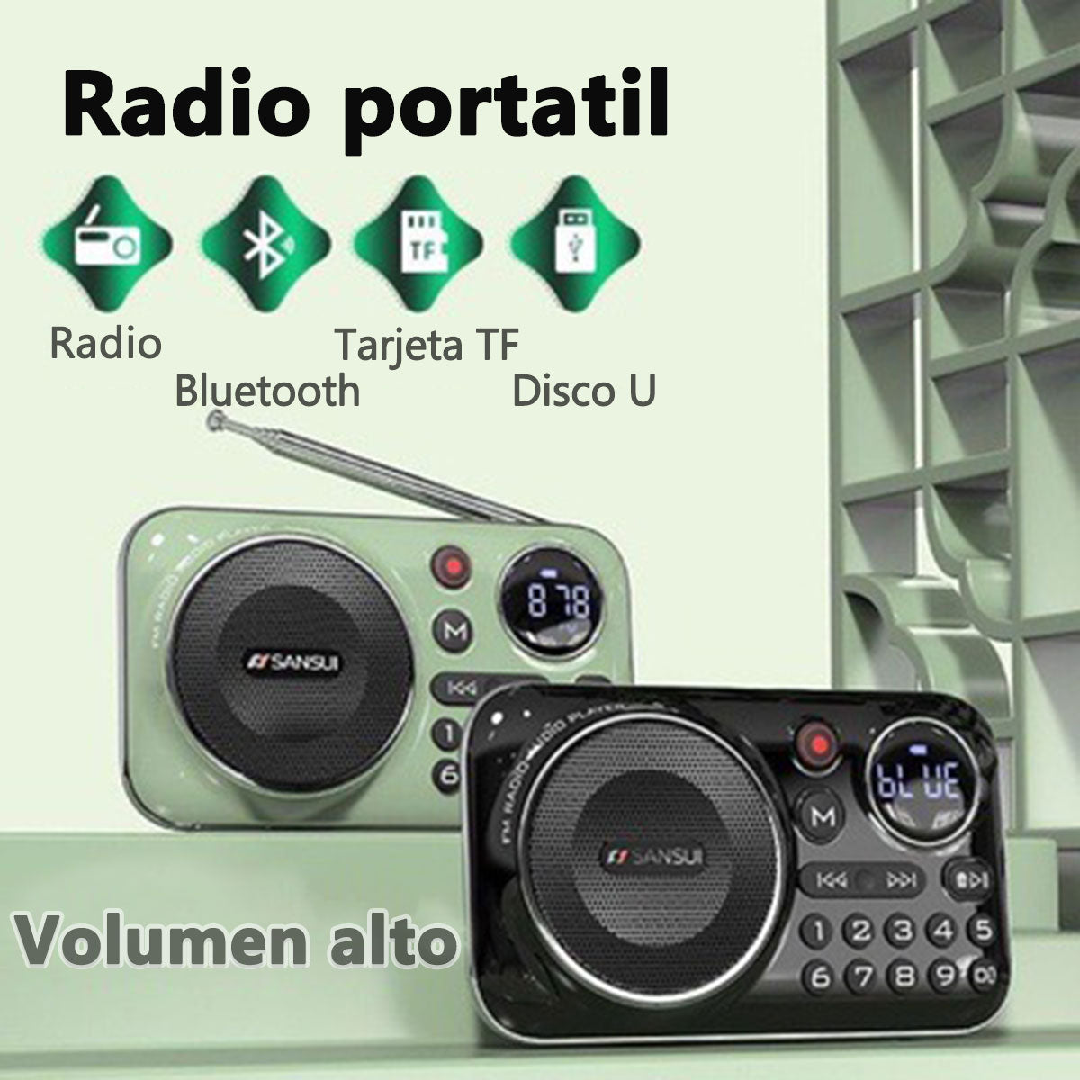 🎁【Časovo obmedzená ponuka】Prenosný hudobný prehrávač Bluetooth rádia, môže vložiť kartu a USB flash disk