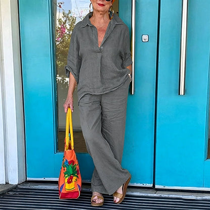 🔥【Vremenski ograničena ponuda - 50% popusta】【S-5XL】🌟Visokokvalitetni ženski set od pamuka i lana, ležernog kroja - unisex, prozračan, ugodan za kožu, udoban