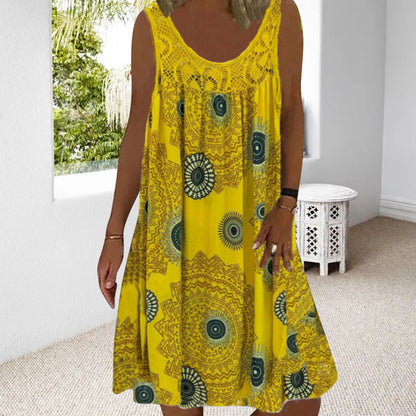 💖👗【S-5XL】 Čipkované plisované šaty bez rukávov-3694585